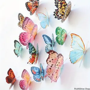 36pcs Lifelike Butterfly Ornament Set - Watercolor Wings, Easy-to-Hang Fashion Accessory Set, for Wedding, Party Supplies Decoration