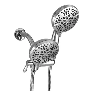 3-Way Rain Shower Head and 5-Inch Handheld Shower Set with High Pressure Shower, 2-in-1 Shower System, 5-Function Shower Head, 6-Feet Shower Hose, and Adjustable Shower Head
