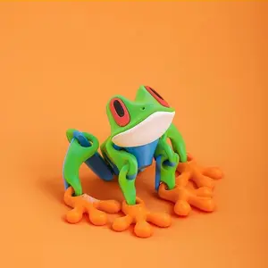 FuRise 3D Printed Articulated Frog with Magnet – Modern Art Desk Ornament, Ornament Holiday Gift, Fun Collectible Toy, and Fridge Decoration in Small/Medium/Large Sizes