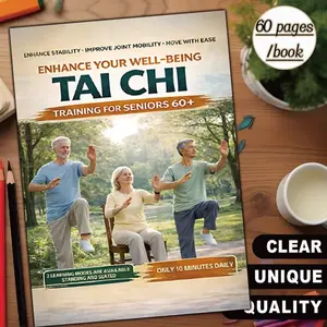 Tai Chi Gentle Exercise Guide Workbook, Suitable for Sitting and Standing, Improves Balance and Joint Flexibility, 4-Week Home Training Plan
