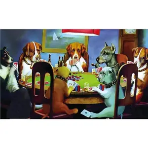 Dogs Playing Poker Funny Flag 40x60inch,Meme Flag,Vivid Color - Double Stitched Polyester for College Dorm Room Decor.40x60 Tapestry Decoration Peach