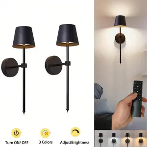 Rechargeable Wall Lamp Set, Adjustable Brightness LED Lights with Remote Control, Modern Home Decor for Bedroom & Living Room, Rechargeable Wall Sconces