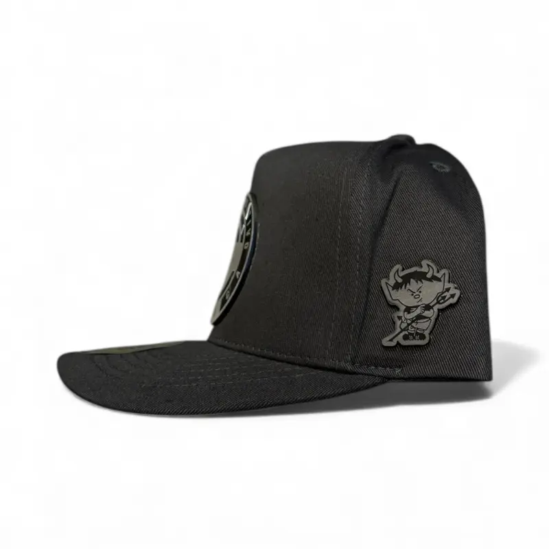 Unisex High-Quality Plaque-Look Adjustable Snapback Trucker Hat - Black Snapback Hats with "Toluca" Logo Pattern, Suede Visor, Flat Bill Design, Flat Bill Hats