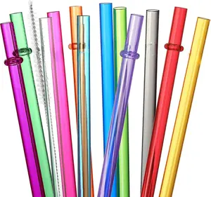 24 PCS Reusable Tritan Hard Plastic Straws with 4 Brushes 10.5" Long BPA Free Drinking Straws for 16OZ-32 OZ Tumblers Cups Jars Transparent Multi Colors