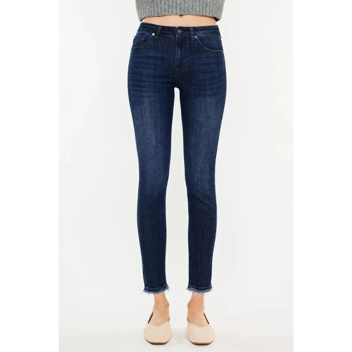 Kancan High-Rise Slim Fit Raw Hem Ankle Jeans