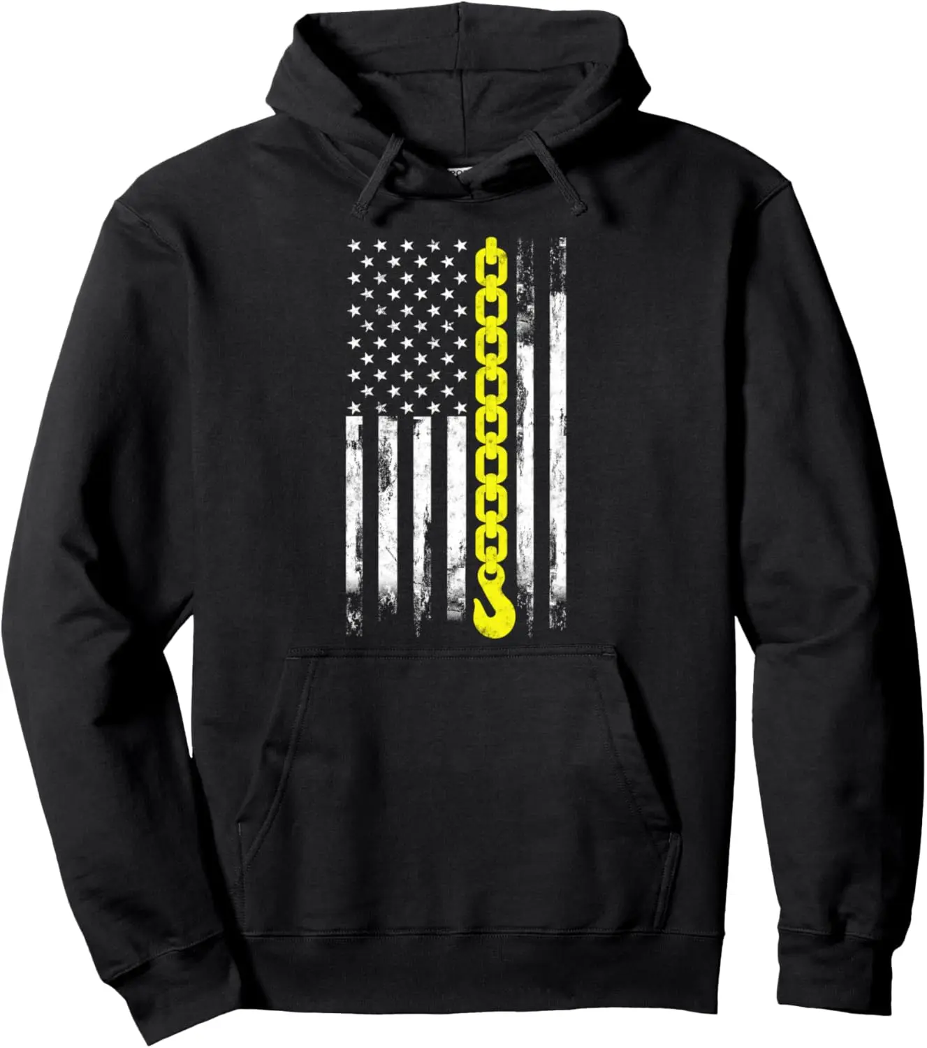 Tow Truck Driver thin yellow line USA flag gift Towing Dad Pullover Hoodie