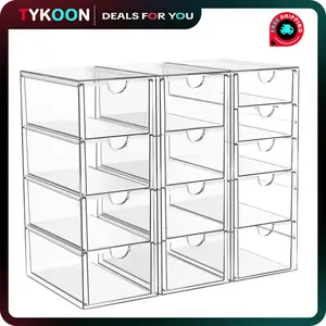 13 Drawers Clear Stackable Acrylic Storage Drawers, Versatile Organizer for Bathroom, Vanity, Kitchen Cabinets, Pantry & Home Organization Boxes Laundry