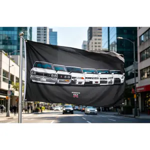 Car Flag 3x5 ft for GTR JDM Fans Huge Garage Heavy Duty 200D Polyester Wall Tapestry Poster Decor