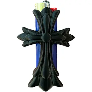 Gothic Cross Chrome Style Lighter Sleeve