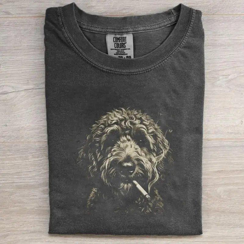 Comfort Colors Smoking Goldendoodle T-shirt, Vintage 90s Funny Edgy Dog Meme Tee, Unisex Fit Design, Casual Streetwear, Gift for Dog Lovers
