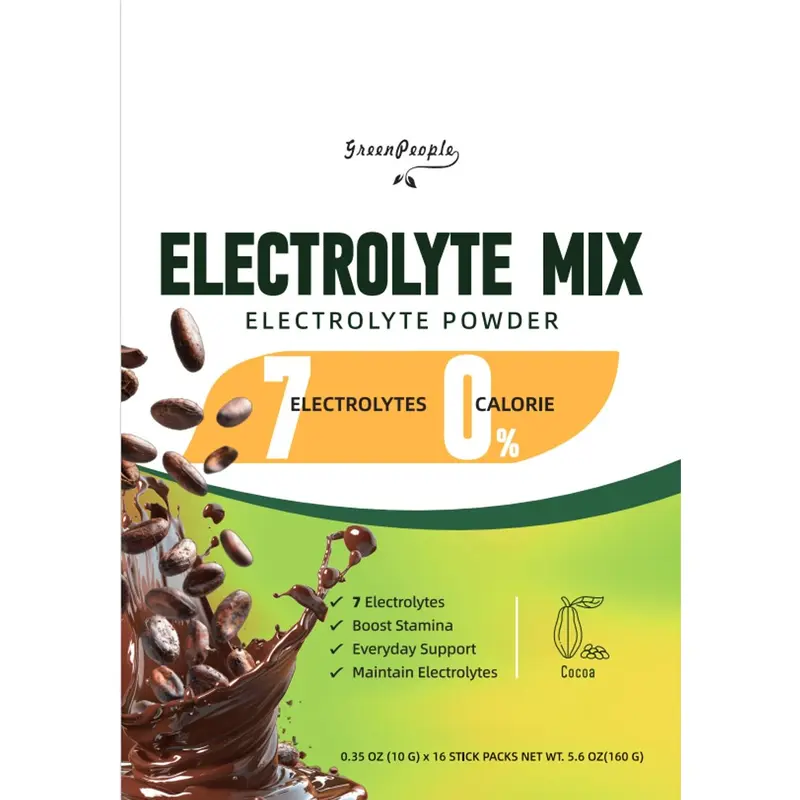 Electrolyte Powder Mix with 7 Electrolytes for Hydration & Stamina Support - Zero Calorie, Cocoa Flavor, 16 Stick Packs