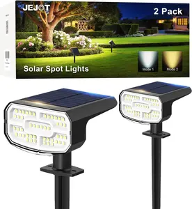 Solar Spotlights, Super Bright LED, 2 CCT Warm & Cool Light, Solarspot Lights for Outside Landscape Auto On/Off -2 Pack