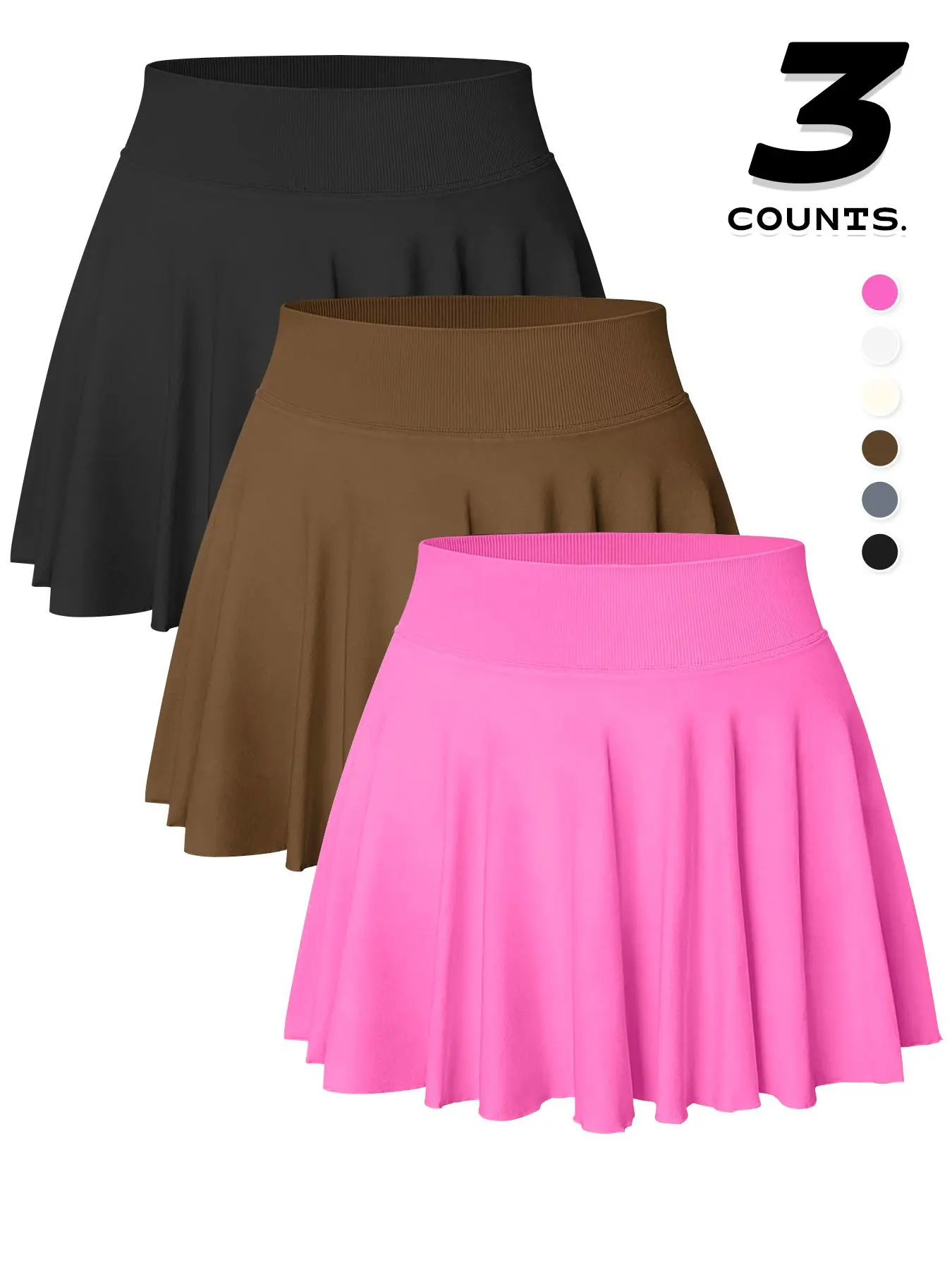 Women's Solid Color 2 in 1 Sports Skort, Comfy Breathable High Waist Skort for Indoor Outdoor Activities, Ladies Sportswear for Summer, Athletic Skort, Workout Skorts