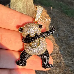 Dabbing Panda Iced Out Bling Hip Hop Pendant