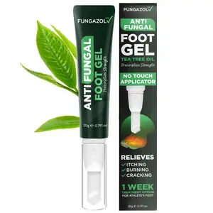 Tea Tree Oil Antifungal Foot Gel | Relieves Jock Itch, Athletes Foot & Ringworm | Soothes Itching & Burning | Moisturizes Dry, Cracked Feet | No-Touch Applicator | 1-Week Treatment Option | 20g