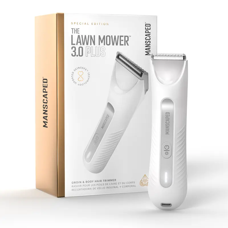 MANSCAPED The Lawn Mower 3.0 Plus Groin & Body Hair Trimmer – Updated SkinSafe Trimmer Blade, Waterproof Wet/Dry Groomer, USB-C Rechargeable, Men’s & Women's Wireless Shaver, White Hot