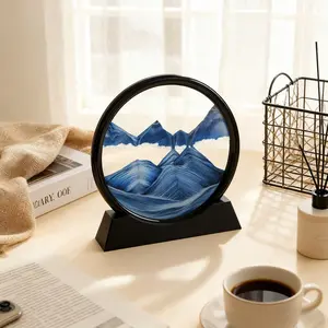 7inch Moving Sand Art Liquid Motion, 3D Deep Sea Sandscape Color Quicksand Decor, Round Glass Moving Sand Art Picture Relaxing Desktop Home Office Work... TikTokShopBlackFriday Christmas Gift