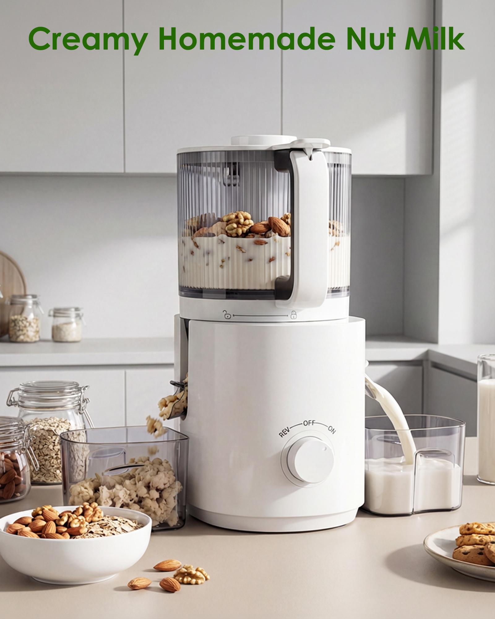 3-in-1 Masticating Juicer Machine - Kitchen Appliances with 7-in Wide Feed Chute, 6.5-in Digital Touch-Screen, 120oz Large Capacity, Whole Fruit & Vegetable Juicing, Sorbet & Nut Milk Making, Easy to Clean, Gift for Adults