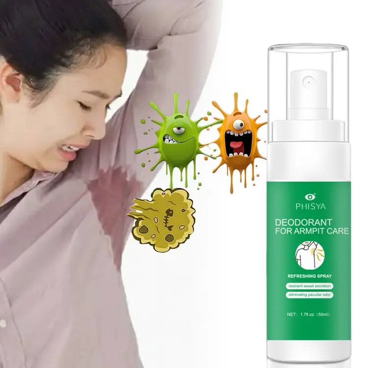 PHISYA Fox Odor Spray Natural Antibacterial Deodorant for Armpit Care Refreshing Spray 1.76 oz 50ml Daily Cosmetic Cleanser