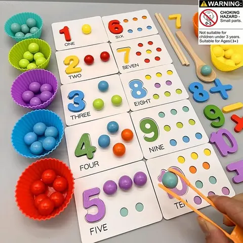 Wooden Counting Beads Math Toy for Kids Aged 3-5 Years, Montessori Educational Learning Tool, Math Learning Tools, Preschool Learning Materials, Perfect Gift for Christmas & Birthdays