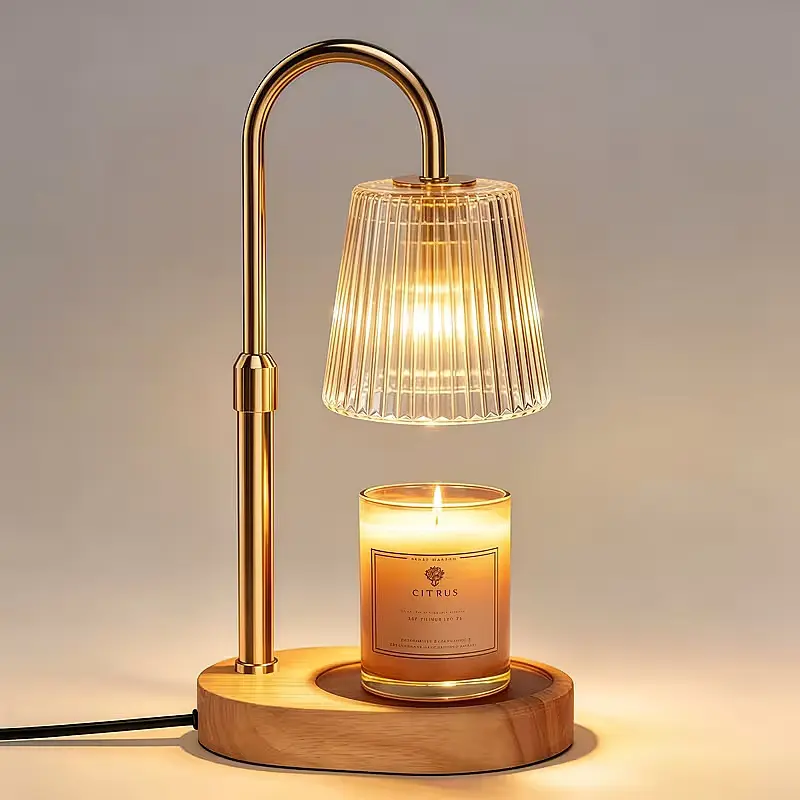 Banbers Bamboo woven hat-shaped lampshade aromatherapy candle lamp, an electrically-powered aroma diffuser with a wooden base, dimmable aromatherapy lamp, suitable for bedrooms, living rooms and home decoration (without the bulb)