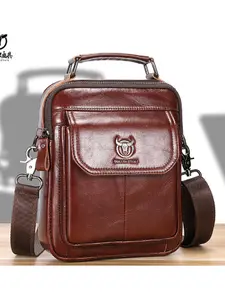 Vintage Genuine Leather Crossbody Shoulder Bag with Ergonomic Back Support