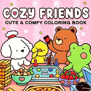 Adult and Teen Coloring Book, Cute Animal Characters, Simple Patterns, Relaxing Activity, Perfect for Stress Relief, Fun and Engaging