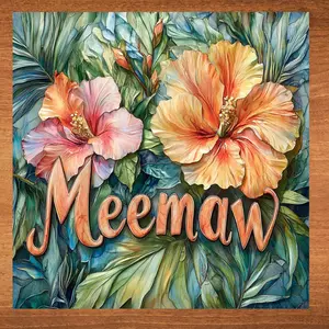 Meemaw Gift Floral Ceramic Art Tile Personalized Grandma Gift Grandmother Pet Name Gift for Her Birthday Christmas Mothers Day