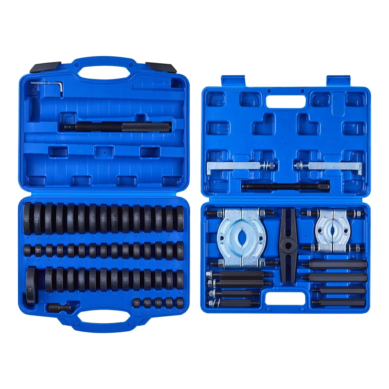 【Summerfinds】VEVOR Heavy Duty 2-in-1 Bearing Press & Bushing Driver Set, 52+14 Pieces Kit with 49 Bushings, Separators, Jaws, Anti-Slip Grip, High-Hardness Accessories, 13.7kg/30.2lbs Tool with Waterproof Plastic Storage Box