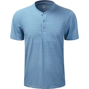 TAPULCO Collarless Golf Shirts for Men Quick Dry Color Block Breathable Soft Athletic Casual Daily T-Shirts