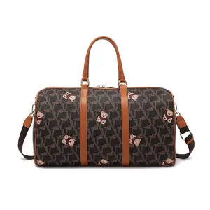Retro Full-Print PVC Travel Bag - Large-Capacity Men's Versatile Handbag-Crossbody Luggage for Short Trips & Business Trips