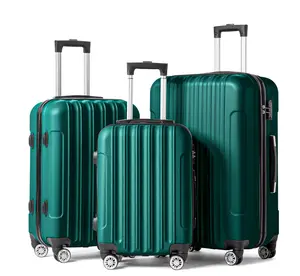 3 Piece Nested Spinner Suitcase Luggage Set With TSA Lock Dark Green