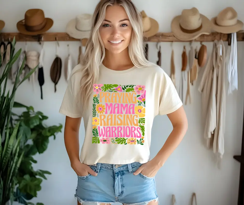 Praying Mamas Raising Warriors Unisex Tultex Tee for Summer Women's Fashionable Graphic T-Shirt