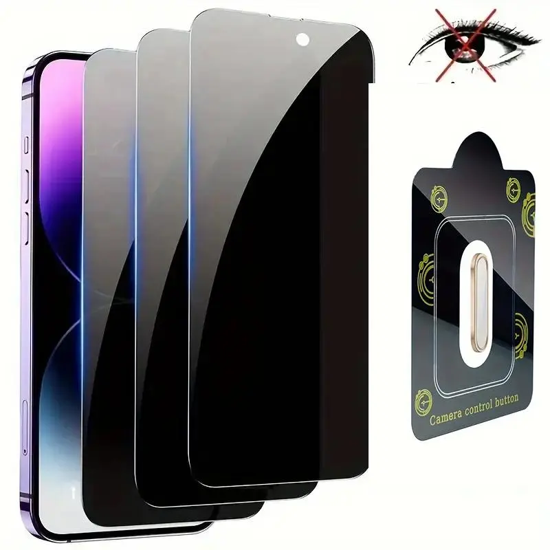 Privacy Phone Screen Protector with Camera Button, 3 Counts Tempered Glass Phone Screen Protector, Phone Accessories for iPhone 16 16 Plus 16 Pro Max