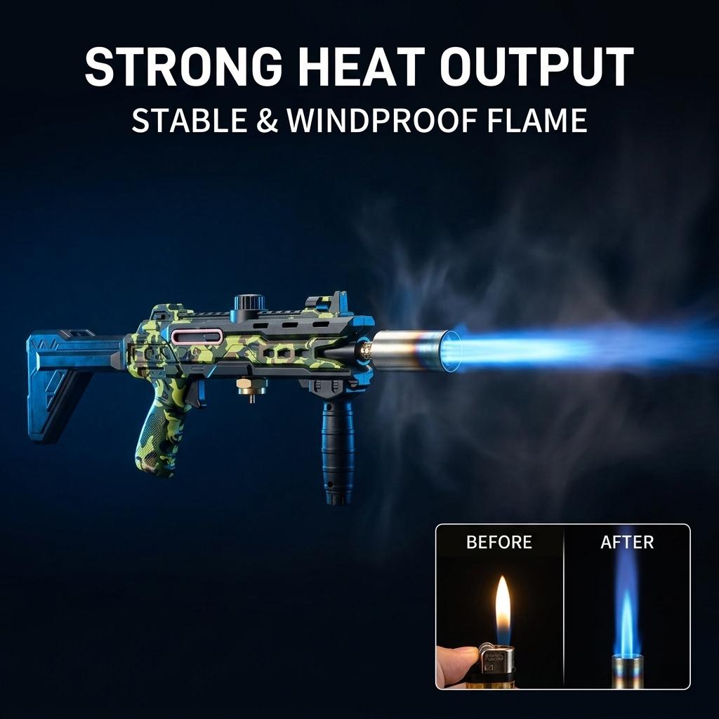 【No gas tank included】Power Grill Torch – Multi-Functional Propane Torch Gun for Barbecue, Baking, Pastry Finishing, Campfire, Weeding & Snow Removal  Camouflage Design Kitchen Tool
