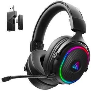 USB & Type-C 2.4GHz Wireless Gaming Headset for PS5,PC,PS4,Switch,Mobile,Mac with 30ms Low Latency, Wired & Bluetooth Gaming Headphones with Microphone, RGB,  50H Playtime