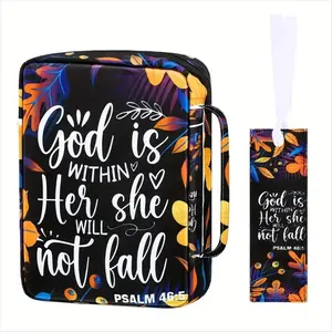Floral Pattern Bible Cover with Bookmark & Bible Tabs & Pen Set, 1 Set Portable Bible Cover with Zipper Pocket, Bible Study Supplies for Home & Outdoor, Desk Organizers, Desk Accessories, Stationery