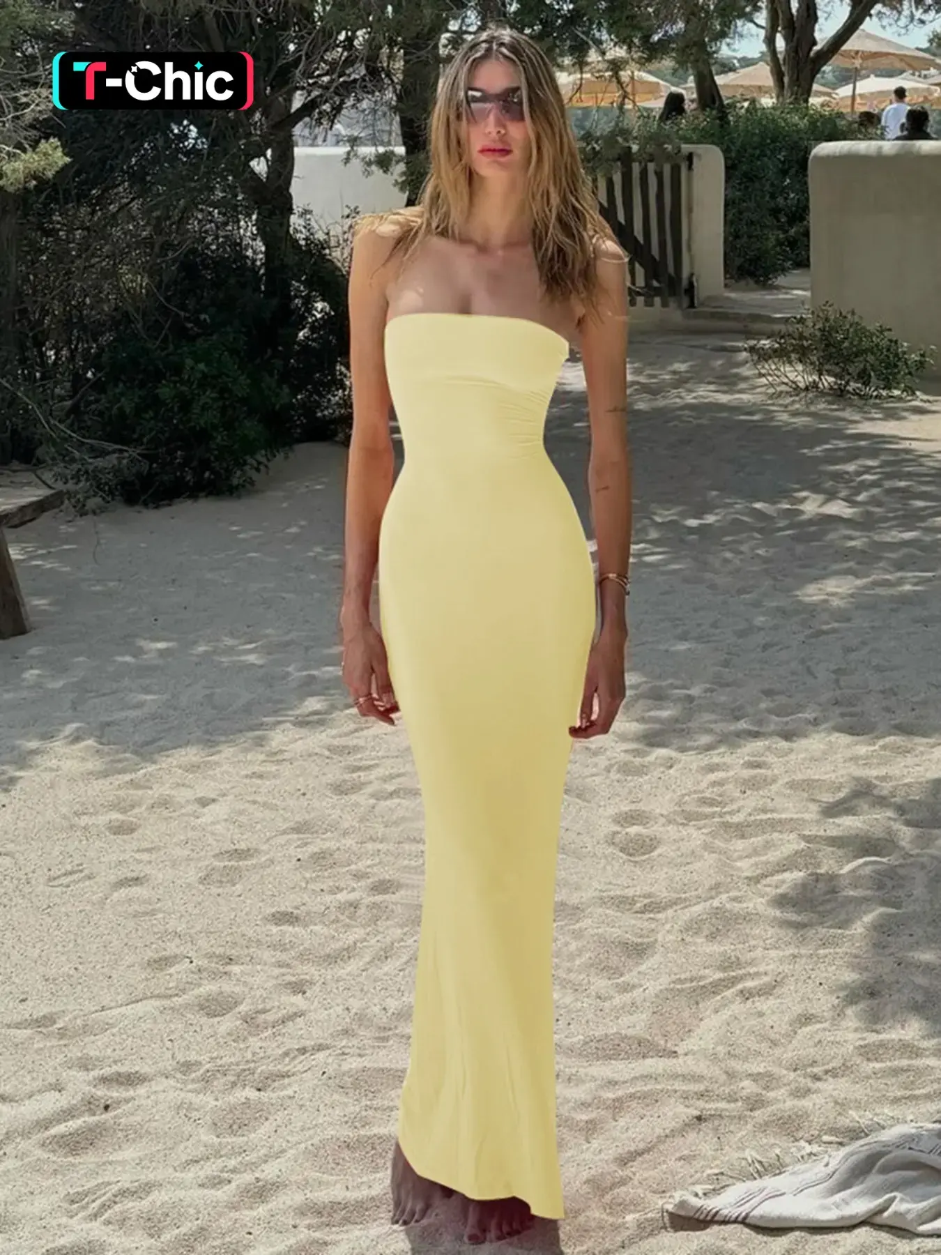 Women's Solid Backless Lace Up Tube Dress, Fashionable Strapless Dress for  Party Club Dating, Ladies Summer Clothes - TikTok Shop