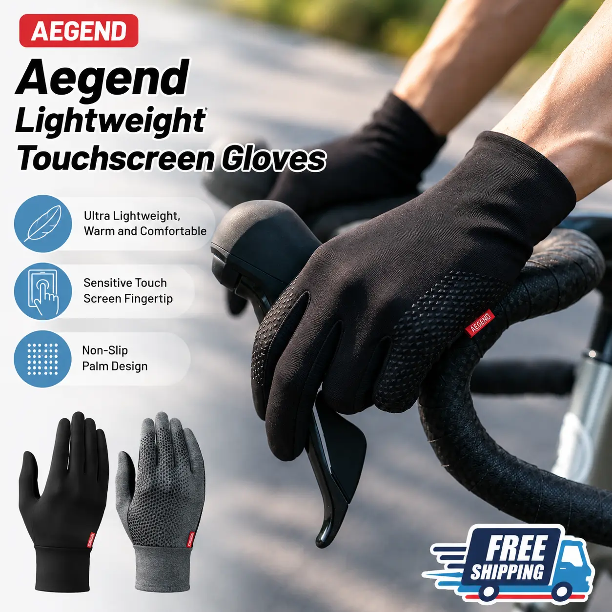 Aegend Adults' Polyester All-Season Liner Athletic Sports Gloves - Lightweight, Snug Fit, Touchscreen Grip, Standard Sizes (3 Sizes) for Cycling, Fitness Training, Outdoor Sports, Anti-Pilling, Large, Elasticity Sports Gloves