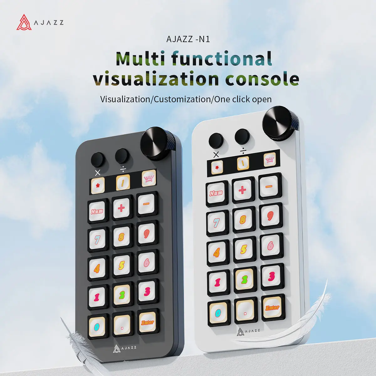 AJAZZ N1 Wired Digital Keypad - ABS Accessory Keyboard for Laptops & Desktops, Programmable Desktop Assistant Panel Console with OBS Customization for MAC/WIN, Accessory Keyboards