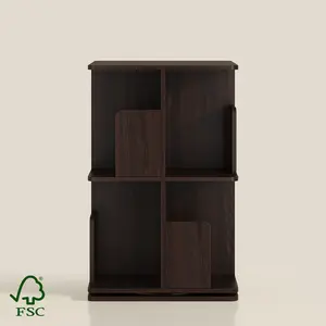 YOWOS Rotating Bookshelf, Small Corner Bookshelf for Small Space, 360 Display Floor Standing Bookcase Storage Rack, Wood Narrow Book Shelf Organizer for Bedroom, Living Room