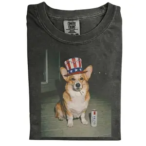 Patriotic Corgi Party Dog T-Shirt, Vintage 90s Funny Meme Tee, 4th of July Streetwear Graphic, Unisex Fit Design, Gift for Dog Lovers