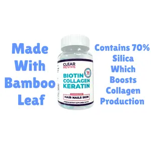 Clear Revive Hair Skin Nails Beauty Gummies: Biotin Collagen Keratin Bamboo Boost for Growth, Elasticity & Strength. Non-GMO, Dietary Supplement