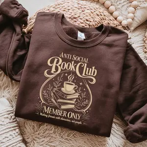 Anti Social Book Club Vintage Sweatshirt Librarian Book Lover Gift Bookish Sweater Anti Social Crewneck Funny Gift For Friends