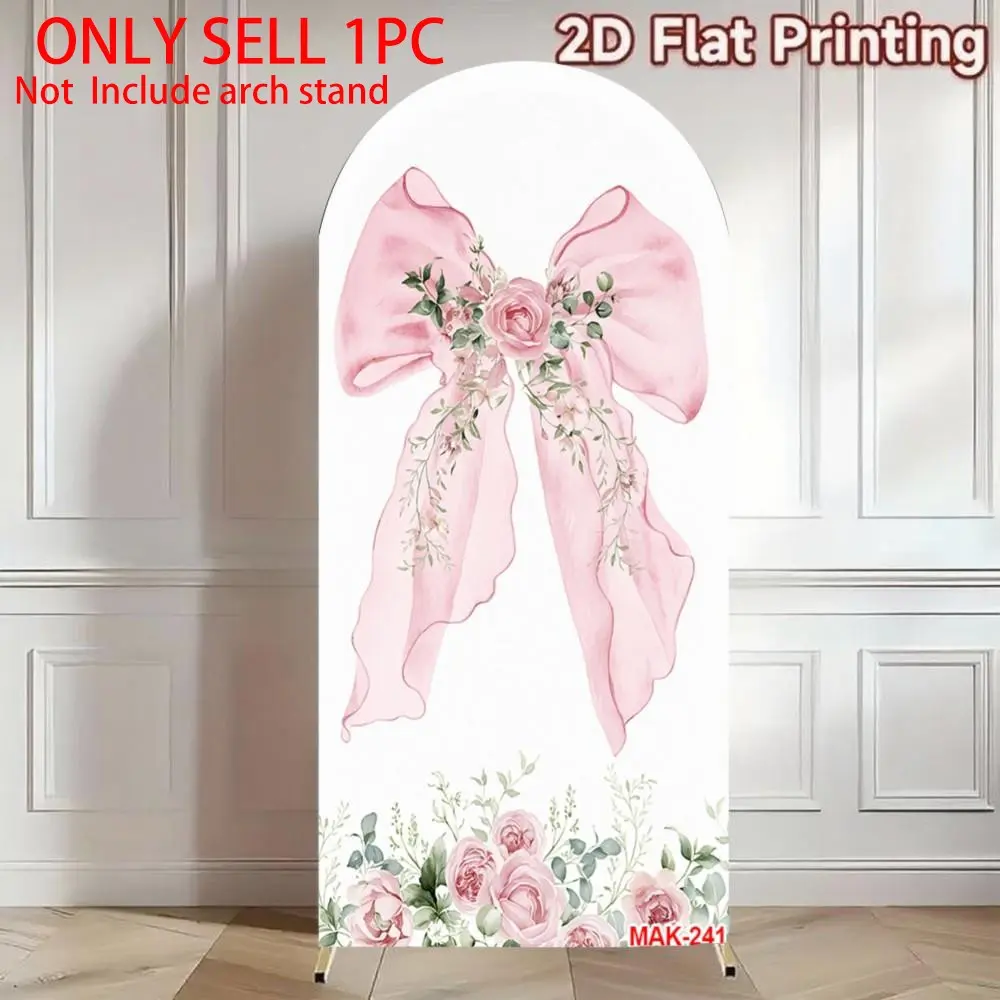 Pink Bow Floral Arch Backdrop Cover for Wedding Girls Birthday Party Baby Shower Decor Party Decor Design Party Decoration Supplies Elastic Double-Sided Spandex Fabric Wedding Arched Backdrop