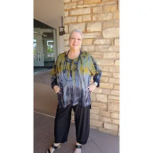 Darby Plus Size Chartreuse Tye Dye Thea Top 1807