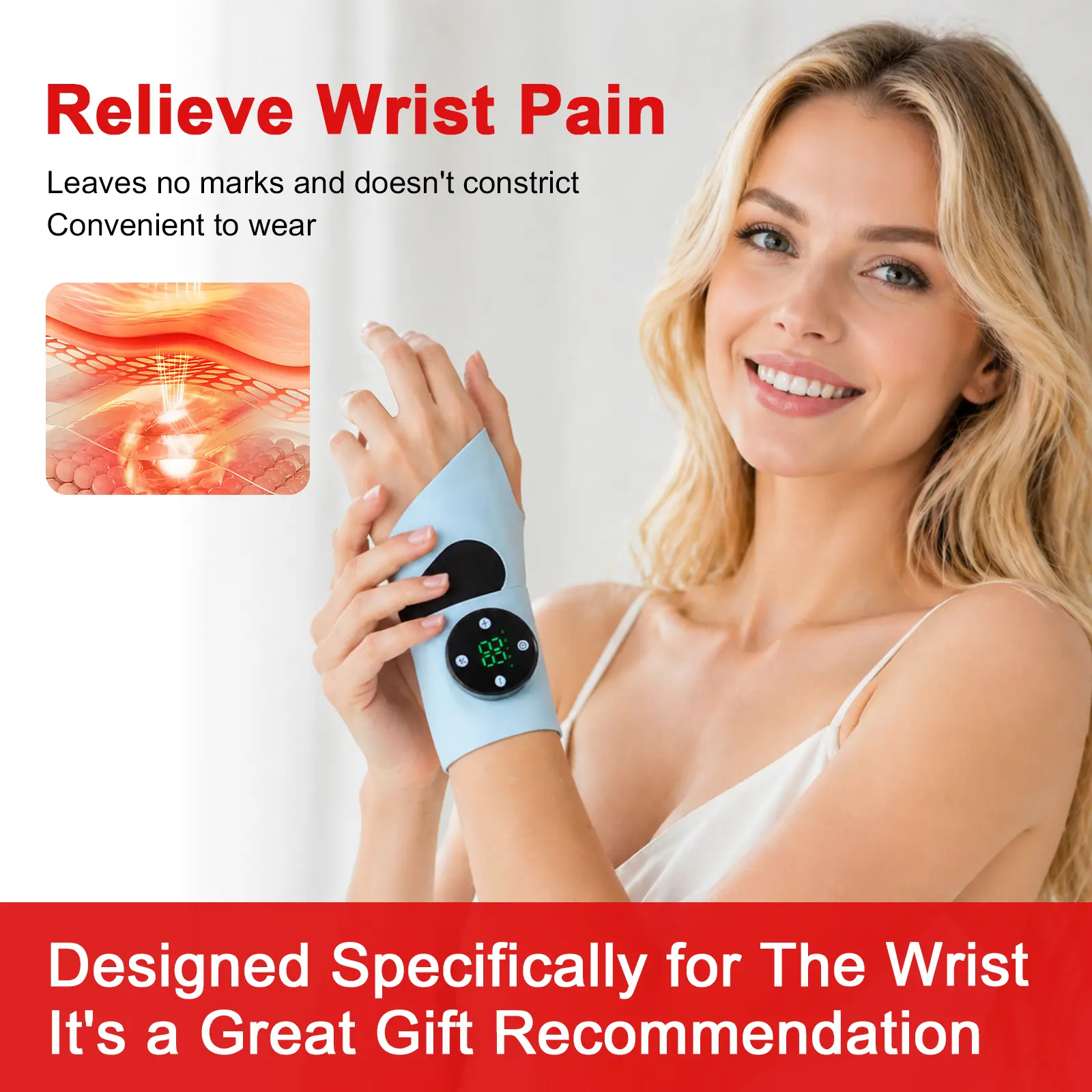 Portable Electric Wrist Massager | Cordless Joint Relaxer Wrap for Computer Users & Gamers | Great Mother's Day Gift Idea