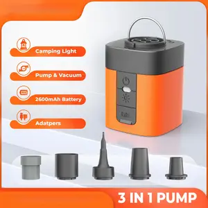 Portable Mini Air Pump for Air Mattress & Pool Floats, Fast Inflate & Deflate Camping Pump with LED Light, Rechargeable Travel Pump