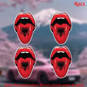 4pcs-Albania Tongue Flag Sticker-car stickers for doors, windows, laptops, luggage, furniture and bumpers-durable adhesive vinyl material