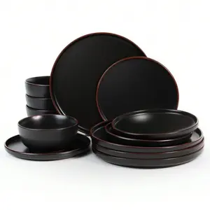 Plates And Bowls Sets, 12 Pieces Stoneware Dinnerware Sets, Dishes Set For 4, Microwave And Dishwasher Safe
